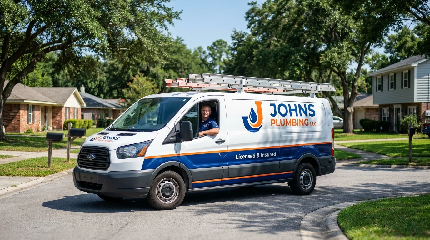Johns Plumbing LLC service van in Lakewood, OH